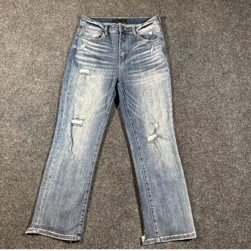 Risen straight leg jeans